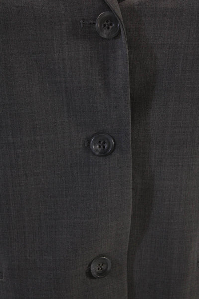 Theory Womens Wool Notch Collar Button Up Blazer Jacket Light Gray Size 12