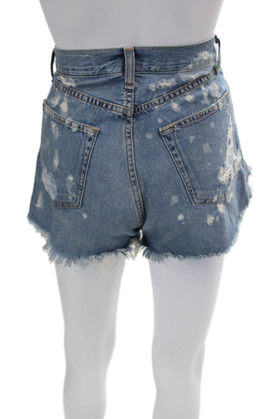 Rag & Bone Womens High Rise Distressed Cutoff Denim Shorts Blue Size 25