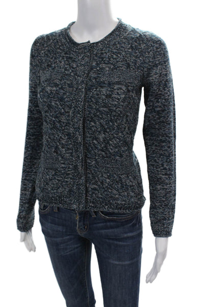 Comptoir Des Cotonniers Womens Wool Cable Knit Snap Closure Sweater Blue Size XS