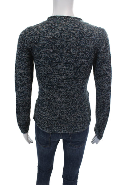 Comptoir Des Cotonniers Womens Wool Cable Knit Snap Closure Sweater Blue Size XS
