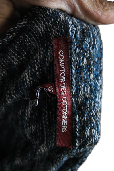 Comptoir Des Cotonniers Womens Wool Cable Knit Snap Closure Sweater Blue Size XS