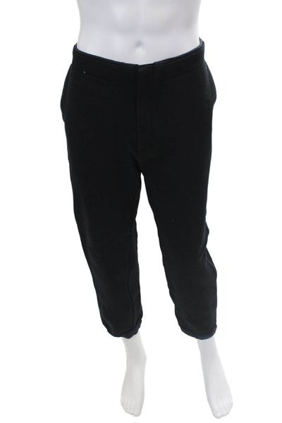 Theory Mens Drawstring Waist Rev Sweatpants Black Navy Blue Cotton Size Large