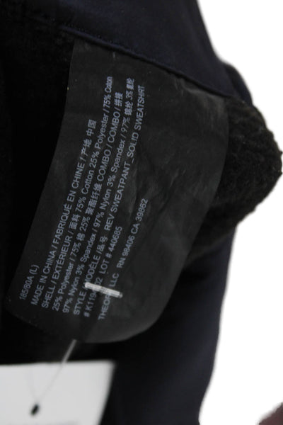 Theory Mens Drawstring Waist Rev Sweatpants Black Navy Blue Cotton Size Large