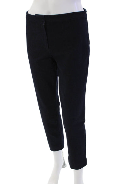 Theory Womens Cotton Blend Denim Dark Wash Mid-Rise Tapered Jeans Navy Size 8