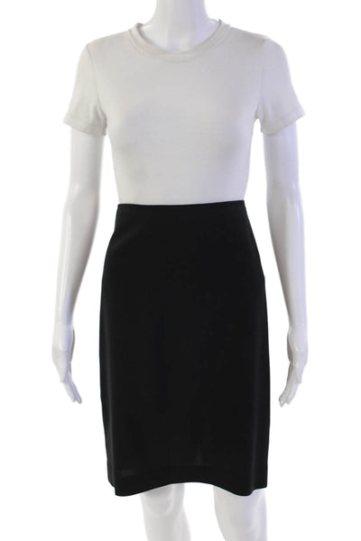 Theory Womens Wool Unlined Zip Up Knee Length Pencil Skirt Black Size 8