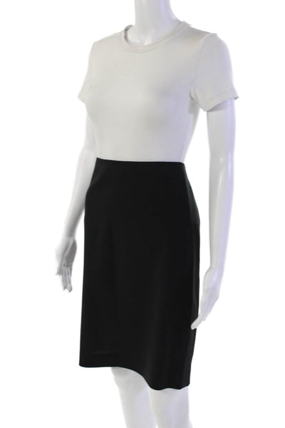 Theory Womens Wool Unlined Zip Up Knee Length Pencil Skirt Black Size 8