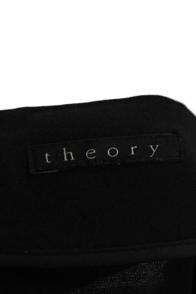Theory Womens Wool Unlined Zip Up Knee Length Pencil Skirt Black Size 8