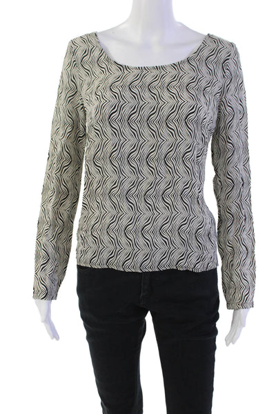 What Goes Around Comes Around Womens Long Sleeve Animal Print Blouse White Size