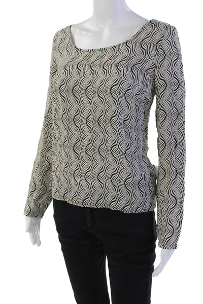 What Goes Around Comes Around Womens Long Sleeve Animal Print Blouse White Size