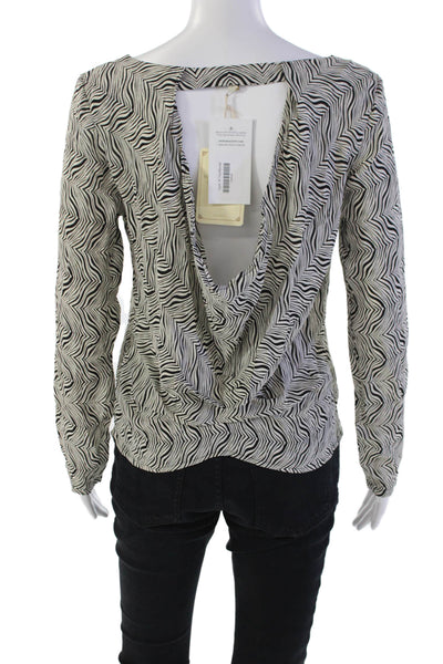 What Goes Around Comes Around Womens Long Sleeve Animal Print Blouse White Size