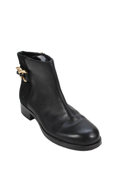 Sam Edelman Womens Leather Chain Link Zip Up Ankle Boots Black Size 6 Medium