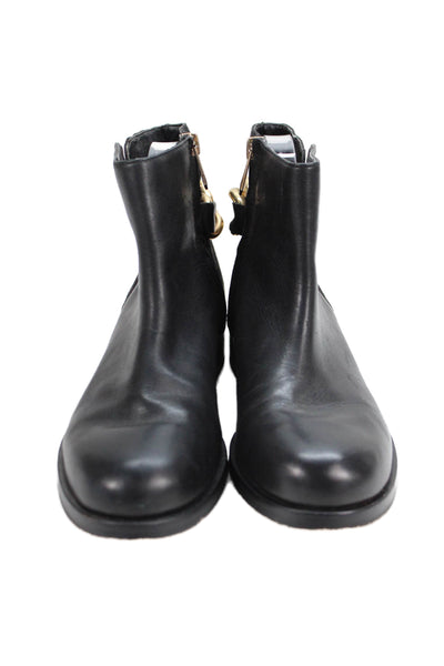 Sam Edelman Womens Leather Chain Link Zip Up Ankle Boots Black Size 6 Medium