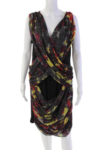 Rachel Rachel Roy Womens Draped Detail Body Con Ruched Dress Black Size Large
