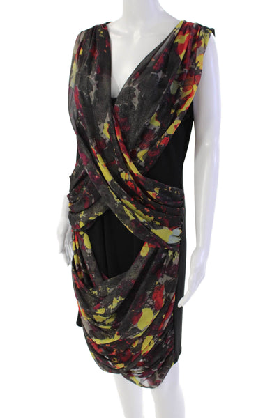 Rachel Rachel Roy Womens Draped Detail Body Con Ruched Dress Black Size Large
