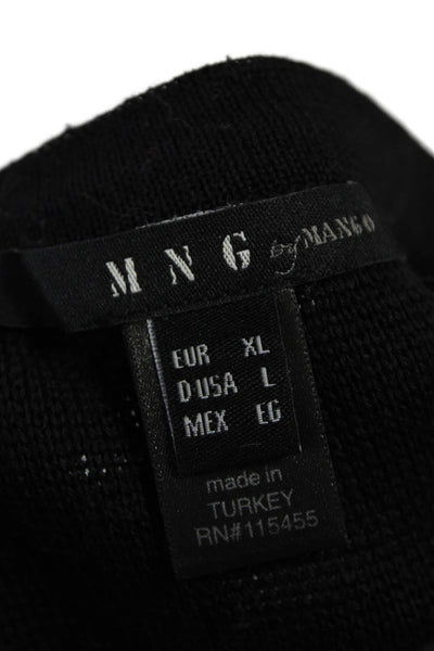 MNG By Mango Womens Sleeveless Belted Sweater Dress Black Grey Wool Size Large