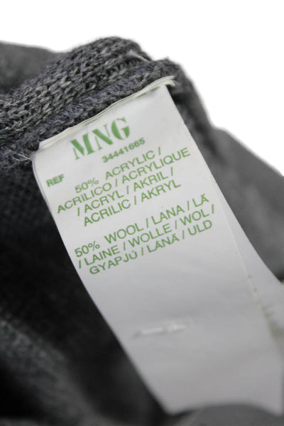 MNG By Mango Womens Sleeveless Belted Sweater Dress Black Grey Wool Size Large