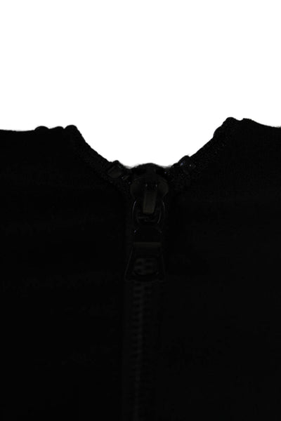 Alice + Olivia Womens Ruffled Short Sleeves Cropped Tank Top Blouse Black Size 0