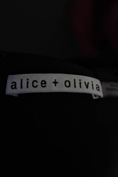 Alice + Olivia Womens Ruffled Short Sleeves Cropped Tank Top Blouse Black Size 0