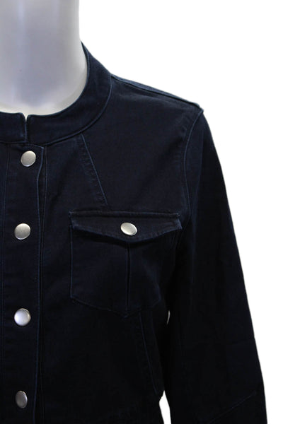 Peace of Cloth Womens Denim Stitch Band Collar Indigo Jacket Blue Size M