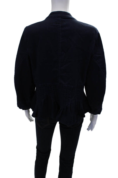 Peace of Cloth Womens Denim Stitch Band Collar Indigo Jacket Blue Size M