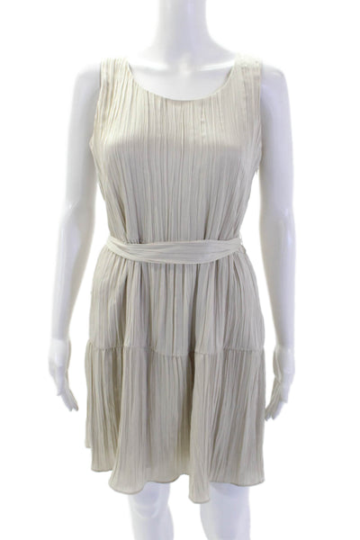 Drew Womens Side Zip Sleeveless Scoop Neck Satin Annalise Dress Bone Size Small