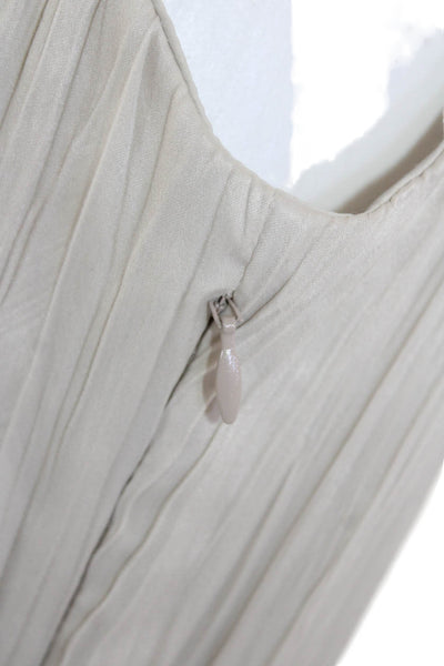 Drew Womens Side Zip Sleeveless Scoop Neck Satin Annalise Dress Bone Size Small