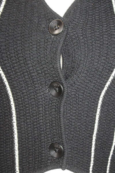 Osis Studio Womens Three Button Striped Debbie Knit Vest Top Black Size XS