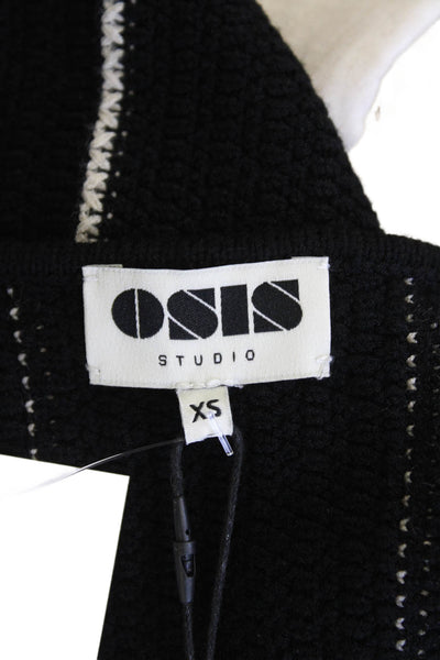 Osis Studio Womens Three Button Striped Debbie Knit Vest Top Black Size XS