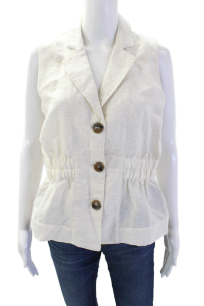 Heartloom Womens Three Button Notched Lapel Otto Vest Top White Size Small