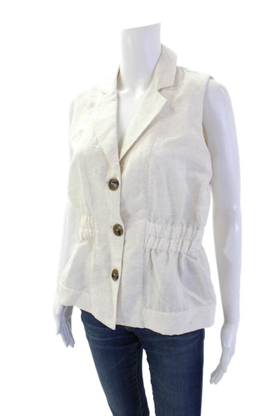Heartloom Womens Three Button Notched Lapel Otto Vest Top White Size Small