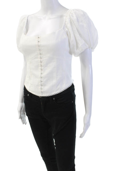 Heartloom Womens Hook Front Short Sleeve Smocked Back Arisa Top White Size Small
