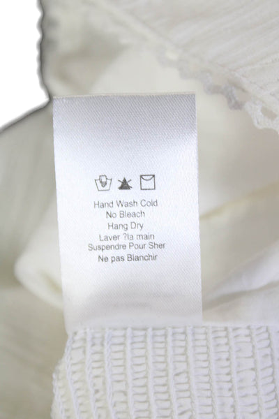 Heartloom Womens Hook Front Short Sleeve Smocked Back Arisa Top White Size Small