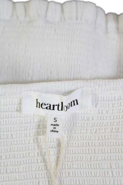 Heartloom Womens Hook Front Short Sleeve Smocked Back Arisa Top White Size Small