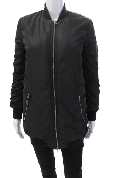 Walter Baker Womens Front Zip Long Sleeve Crew Neck Light Jacket Black Size XS