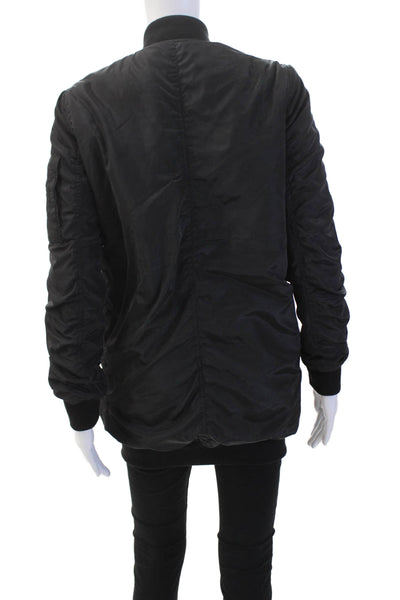 Walter Baker Womens Front Zip Long Sleeve Crew Neck Light Jacket Black Size XS