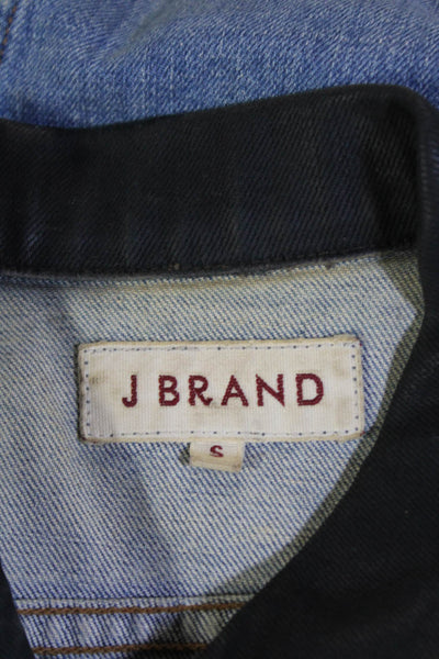 J Brand Womens Button Front Long Sleeve Collared Jean Jacket Blue Black Small