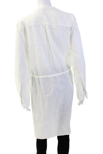 BCBGMAXAZRIA Womens Longline Button Down Tie Waist Blouse Top White Size S