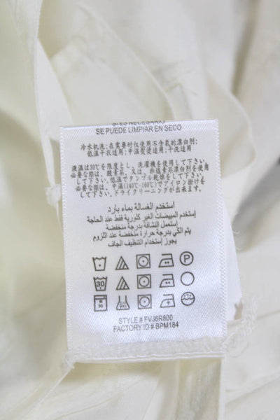 BCBGMAXAZRIA Womens Longline Button Down Tie Waist Blouse Top White Size S