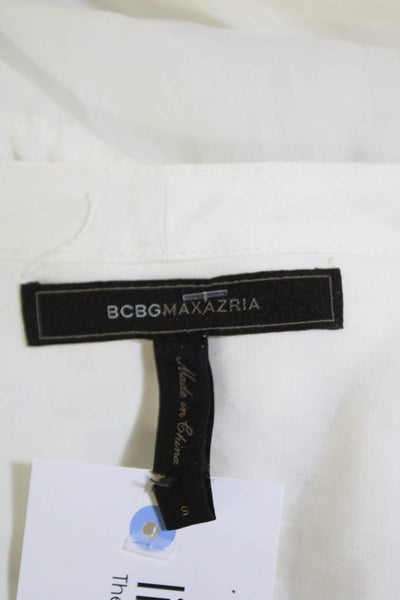 BCBGMAXAZRIA Womens Longline Button Down Tie Waist Blouse Top White Size S