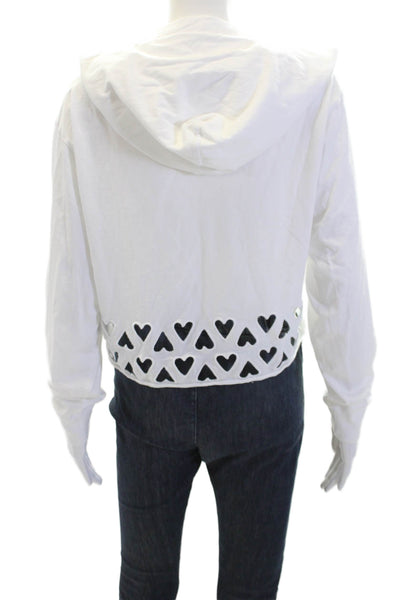 Chrldr Womens Cotton Long Sleeve V-neck Hood Cut Out Sweater White Size S