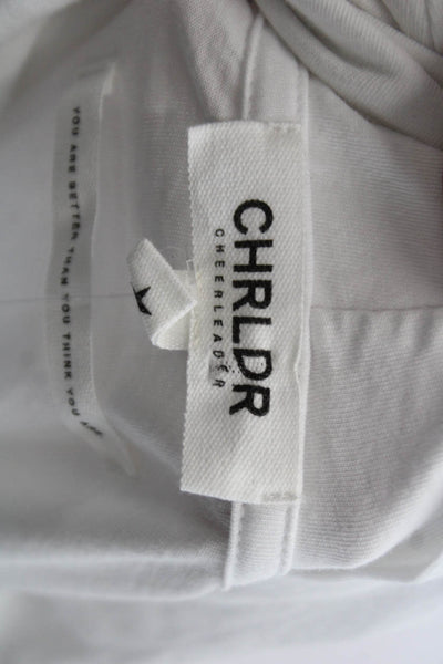 Chrldr Womens Cotton Long Sleeve V-neck Hood Cut Out Sweater White Size S