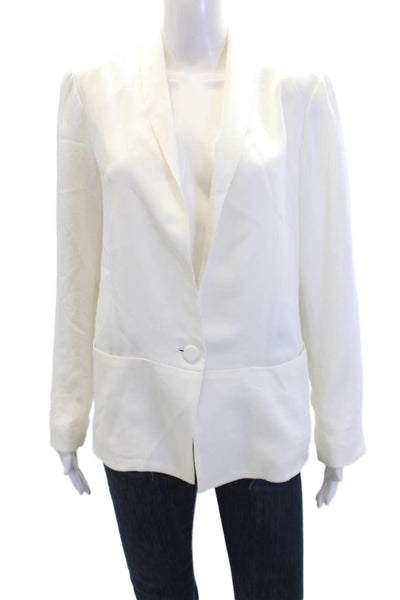 Drew Womens Long Sleeve Open Front Pleated Lined Blazer White Size S