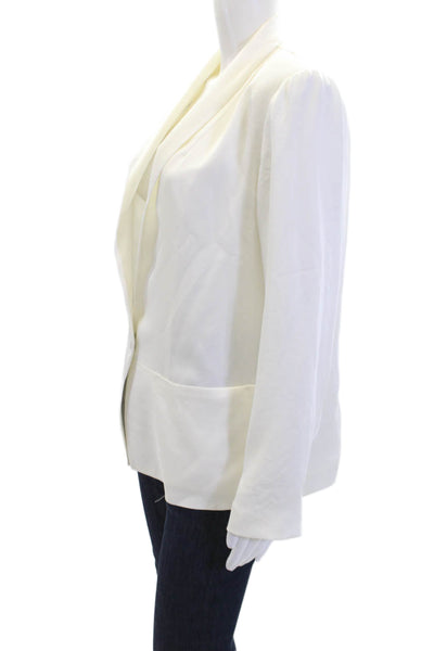 Drew Womens Long Sleeve Open Front Pleated Lined Blazer White Size S