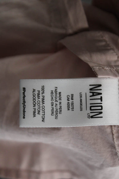 Nation LTD Womens Pima Cotton Long Sleeve Button Up Blouse Top Pink Size S
