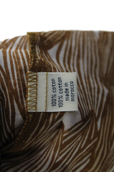 Hartford Womens Cotton Abstract Long Sleeve Button Up Blouse Top Brown Size 2