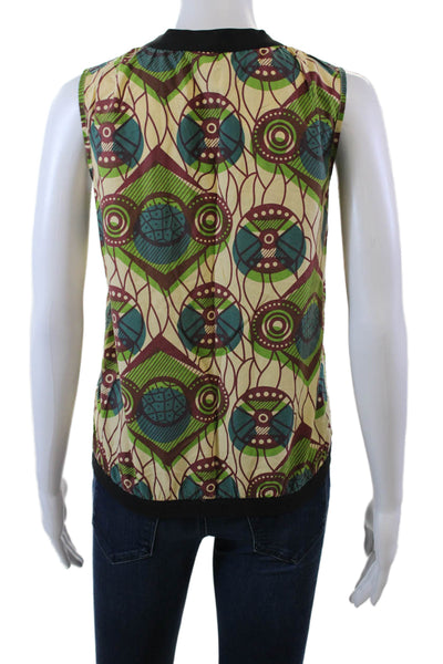 Marni At H&M Womens Sleeveless V Neck Printed Cotton Tank Blouse Multi Size 2