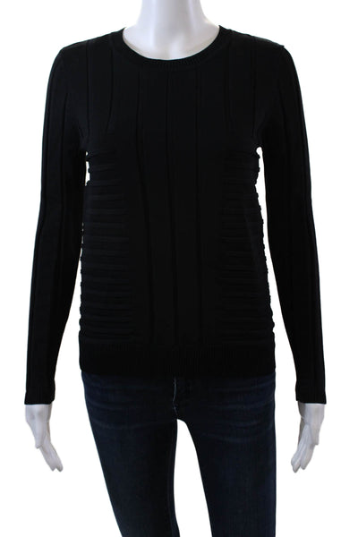 Jonathan Simkhai Womens Long Sleeve Ribbed Blouse Black Size M