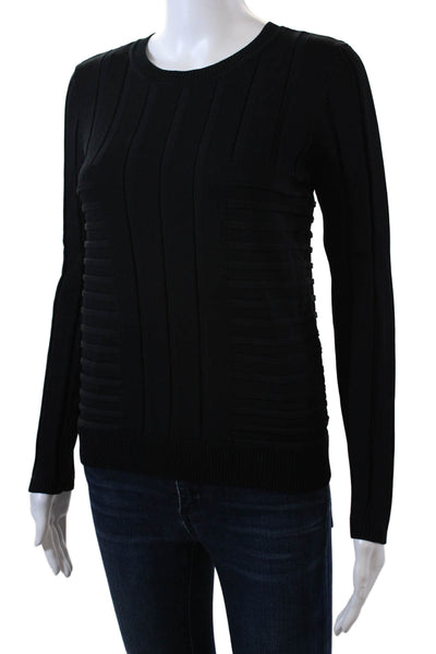 Jonathan Simkhai Womens Long Sleeve Ribbed Blouse Black Size M