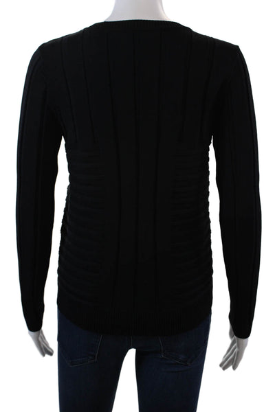 Jonathan Simkhai Womens Long Sleeve Ribbed Blouse Black Size M
