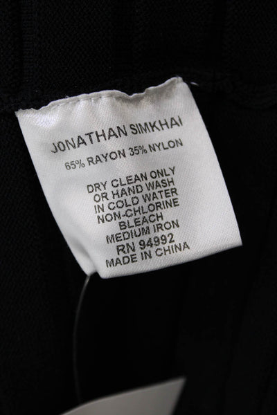 Jonathan Simkhai Womens Long Sleeve Ribbed Blouse Black Size M